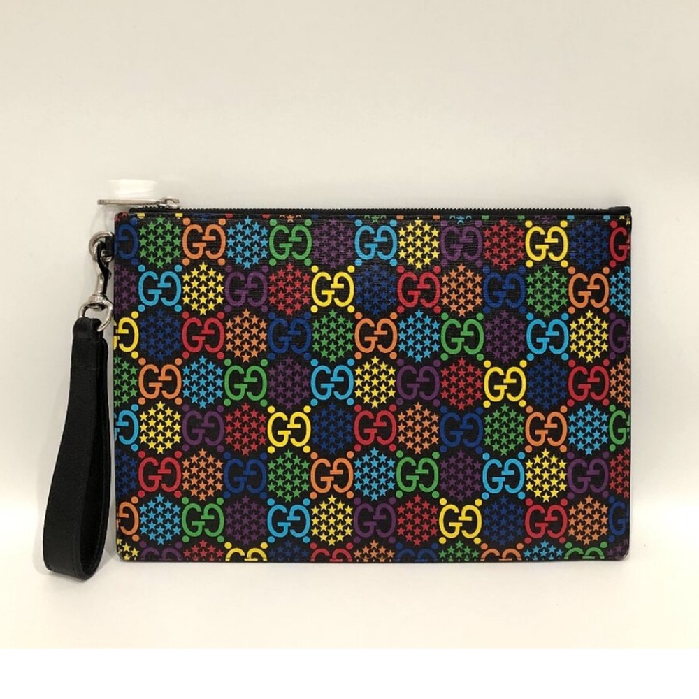 Gucci GG Supreme Psychedelic Zip Wristlet Clutch
